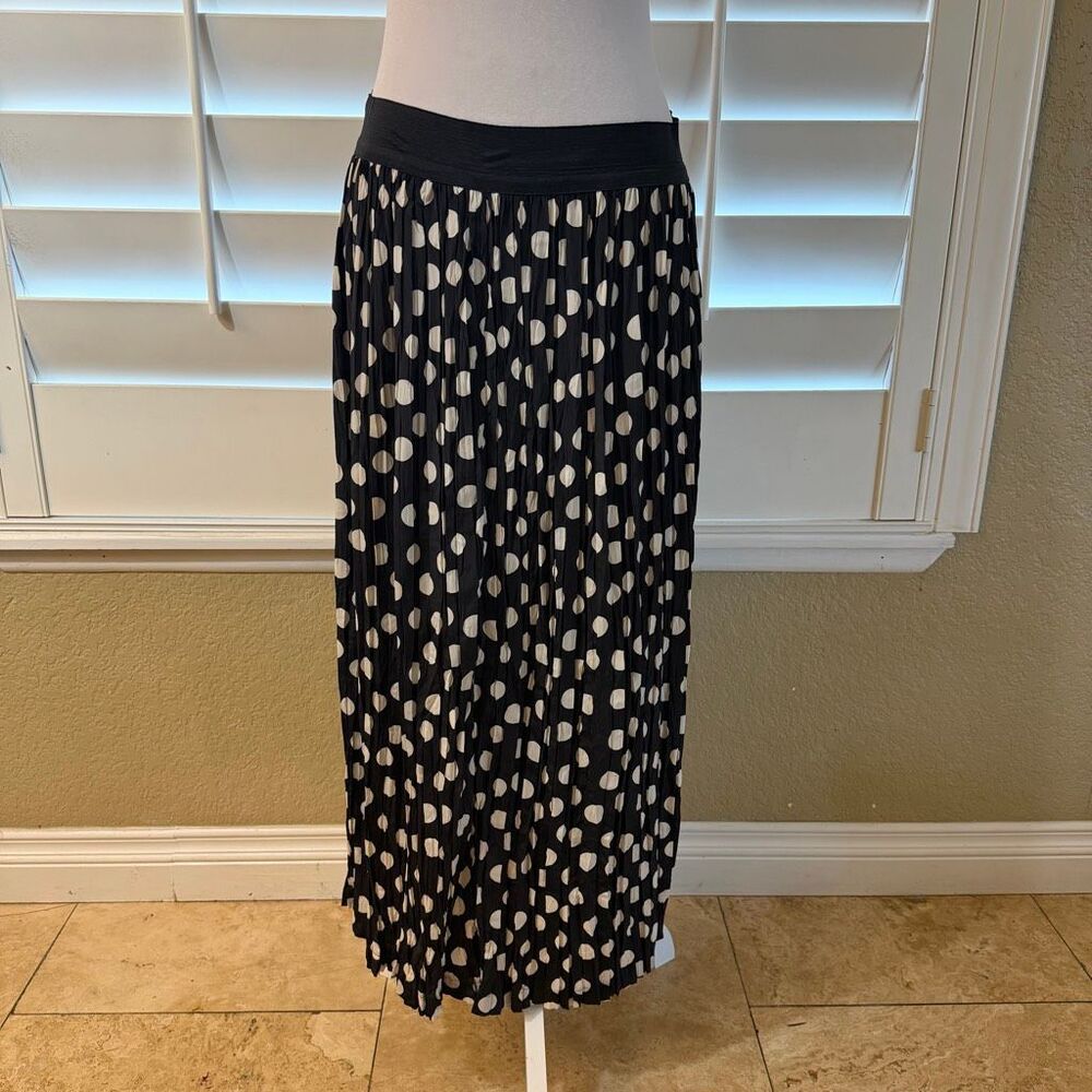 Vintage Vivienne Tam East Wind Code Black Pleated Skirt White Polka Dots Sz 1